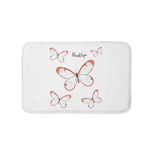 Glasswing-Schmetterling-Cartoon Badematte (Vorderseite)