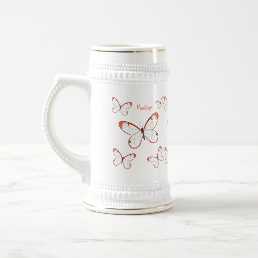 Glasswing-Schmetterling-Cartoon Bierglas (Links)