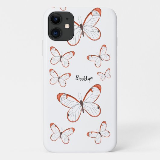 Glasswing-Schmetterling-Cartoon Case-Mate iPhone Hülle (Rückseite)