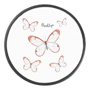 Glasswing-Schmetterling-Cartoon Eishockey Puck