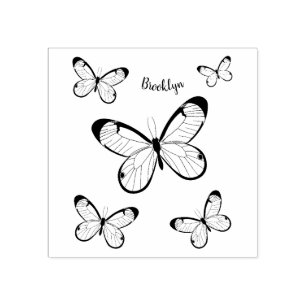 Glasswing-Schmetterling-Cartoon Gummistempel