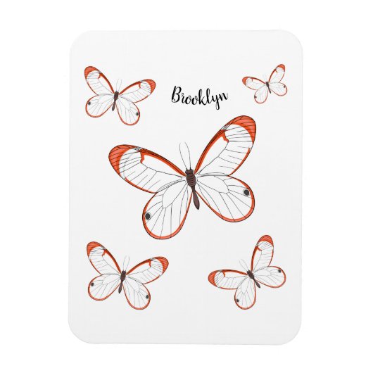 Glasswing-Schmetterling-Cartoon Magnet (Vertikal)