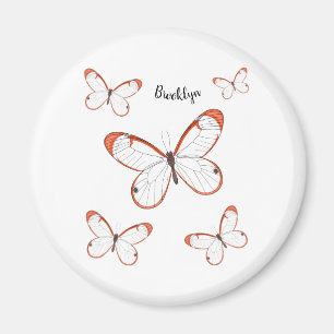 Glasswing-Schmetterling-Cartoon Magnet