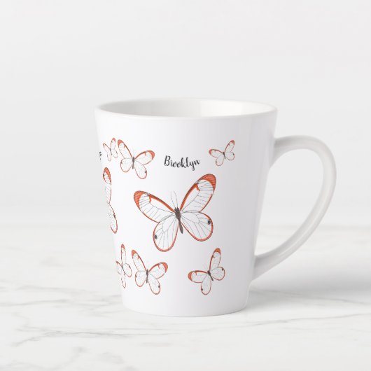 Glasswing-Schmetterling-Cartoon Milchtasse (Rechts)