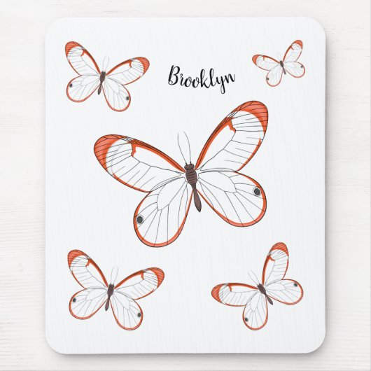 Glasswing-Schmetterling-Cartoon Mousepad (Vorne)