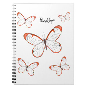 Glasswing-Schmetterling-Cartoon  Notizblock