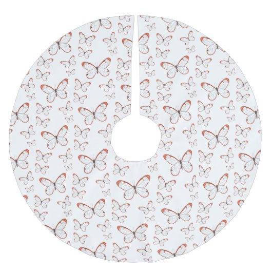 Glasswing-Schmetterling-Cartoon Polyester Weihnachtsbaumdecke (Vorderseite)