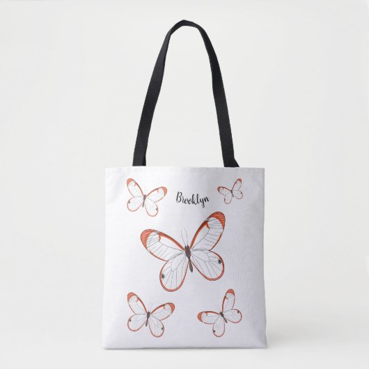 Glasswing-Schmetterling-Cartoon Tasche (Vorderseite)