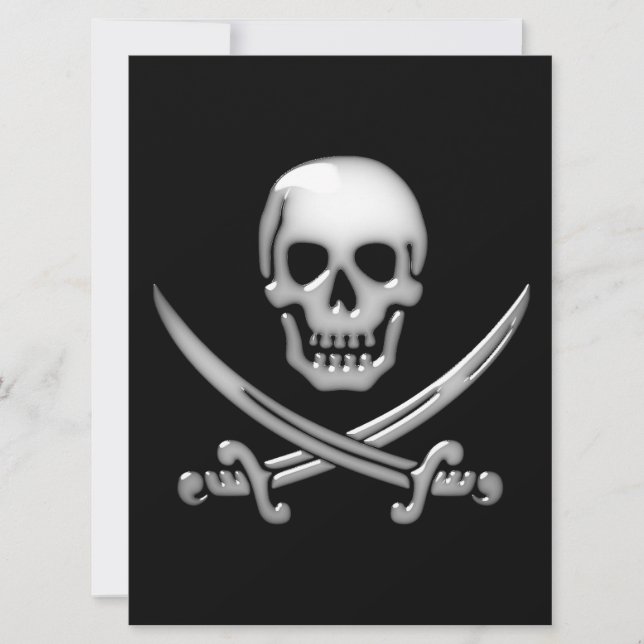 Glassy Pirate Skull & Sword Crossbones (Vorderseite)