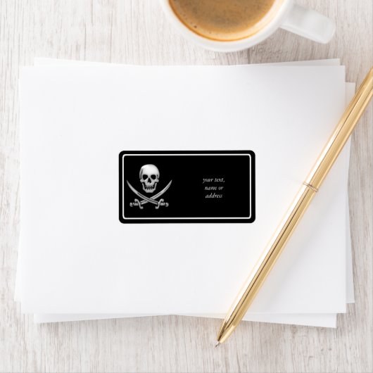 Glassy Pirate Skull & Sword Crossbones Adressaufkleber (Insitu)