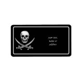 Glassy Pirate Skull & Sword Crossbones Adressaufkleber (Vorne)