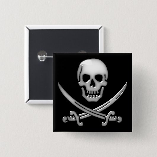 Glassy Pirate Skull & Sword Crossbones Button (Vorne & Hinten)