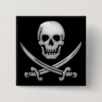 Glassy Pirate Skull & Sword Crossbones
