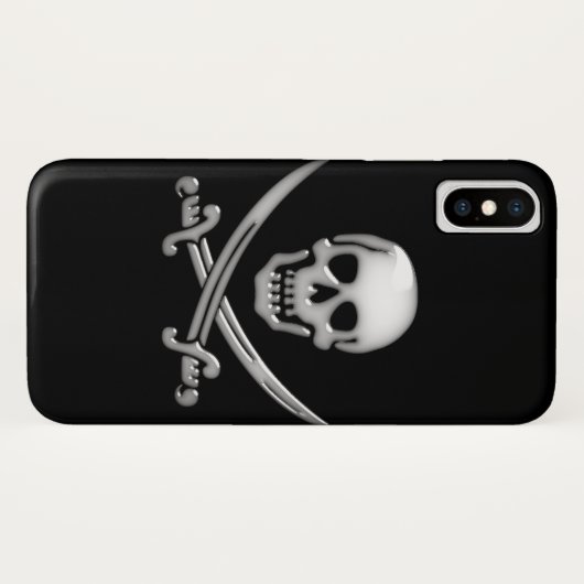 Glassy Pirate Skull & Sword Crossbones Case-Mate iPhone Hülle (Rückseite (Horizontal))