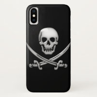 Glassy Pirate Skull & Sword Crossbones