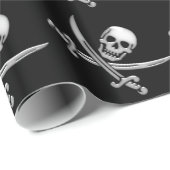 Glassy Pirate Skull & Sword Crossbones Geschenkpapier (Rolleneckpunkt)