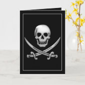 Glassy Pirate Skull & Sword Crossbones Karte (Gelbe Blume)