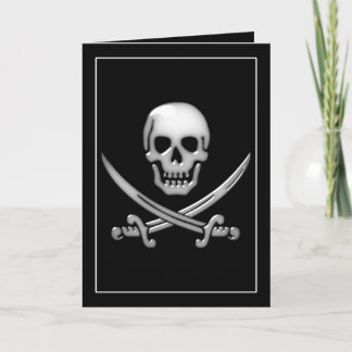 Glassy Pirate Skull & Sword Crossbones Karte