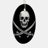 Glassy Pirate Skull & Sword Crossbones Keramikornament (Rechts)