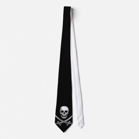 Glassy Pirate Skull & Sword Crossbones Krawatte (Vorderseite)