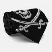 Glassy Pirate Skull & Sword Crossbones Krawatte (Gerollt)