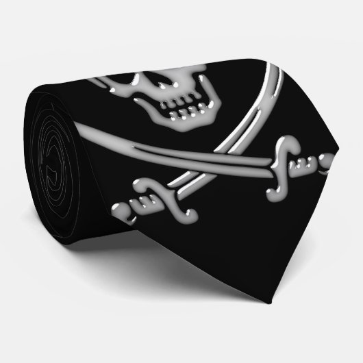 Glassy Pirate Skull & Sword Crossbones Krawatte (Gerollt)