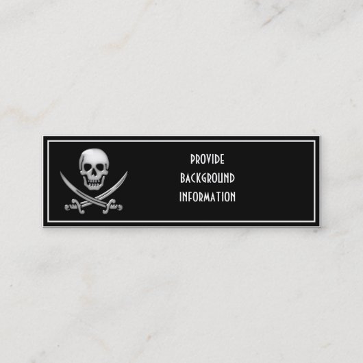 Glassy Pirate Skull & Sword Crossbones Mini Visitenkarte (Vorderseite)