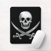 Glassy Pirate Skull & Sword Crossbones Mousepad (Mit Mouse)