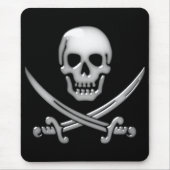 Glassy Pirate Skull & Sword Crossbones Mousepad (Vorne)