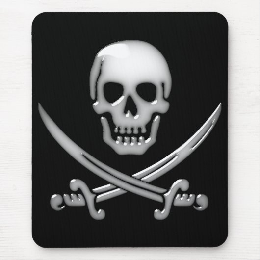 Glassy Pirate Skull & Sword Crossbones Mousepad (Vorne)
