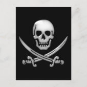 Glassy Pirate Skull & Sword Crossbones Postkarte (Vorderseite)