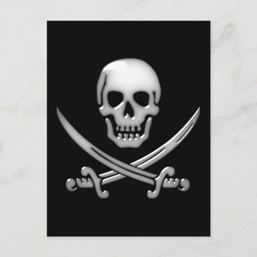 Glassy Pirate Skull & Sword Crossbones Postkarte (Vorderseite)
