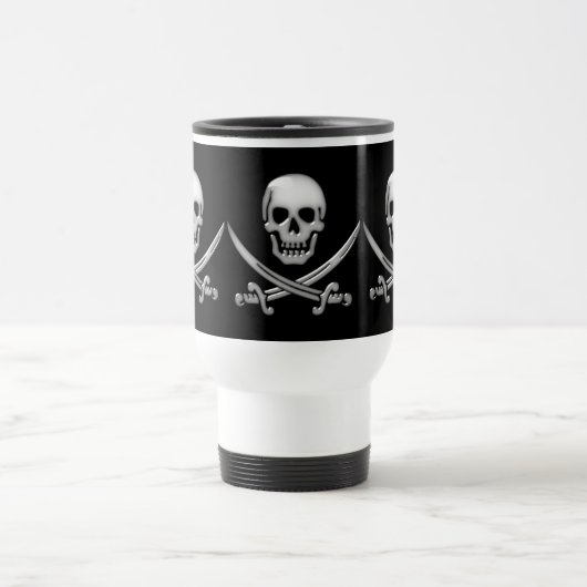 Glassy Pirate Skull & Sword Crossbones Reisebecher (Mittel)