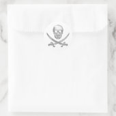 Glassy Pirate Skull & Sword Crossbones Runder Aufkleber (Tasche)