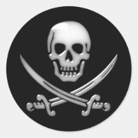 Glassy Pirate Skull & Sword Crossbones