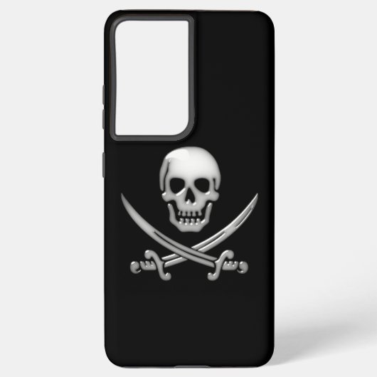Glassy Pirate Skull & Sword Crossbones Samsung Galaxy Hülle (Rückseite)