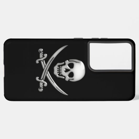 Glassy Pirate Skull & Sword Crossbones Samsung Galaxy Hülle (Linke Seite)