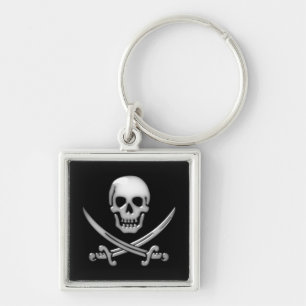 Glassy Pirate Skull & Sword Crossbones Schlüsselanhänger