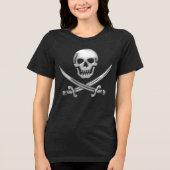Glassy Pirate Skull & Sword Crossbones Tri-Blend Shirt (Vorderseite)