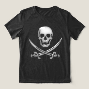 Glassy Pirate Skull & Sword Crossbones Tri-Blend Shirt