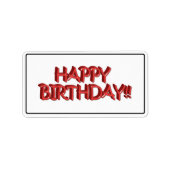 Glassy Red Happy Birthday Text Image Adressaufkleber (Vorne)