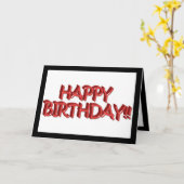 Glassy Red Happy Birthday Text Image Karte (Gelbe Blume)
