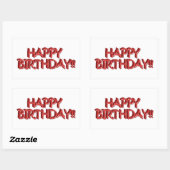 Glassy Red Happy Birthday Text Image Rechteckiger Aufkleber (Blatt)