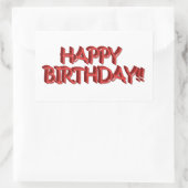 Glassy Red Happy Birthday Text Image Rechteckiger Aufkleber (Tasche)