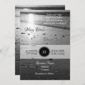 Glassy Sand Grayscale Wedding Einladung (Vorne/Hinten)