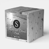 Glassy Sand Grayscale Wedding Geschenkschachtel (Rückseite)
