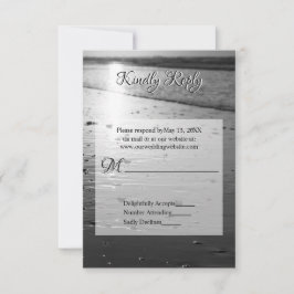 Glassy Sand Grayscale Wedding RSVP Karte