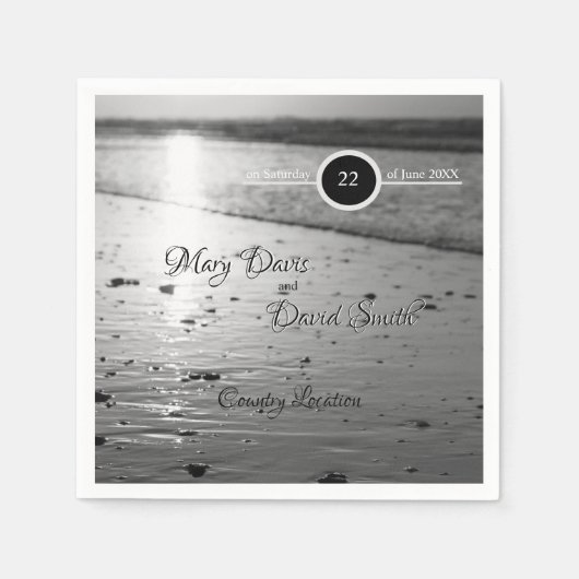 Glassy Sand Grayscale Wedding Serviette (Vorderseite)