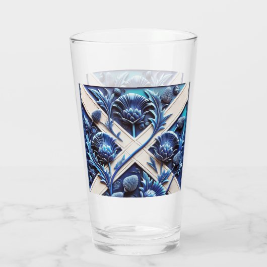 Glastasse mit schottischem Thistles Design Glas (Rückseite)