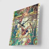 Glastente am Teich Quadratische Wanduhr (Winkel)